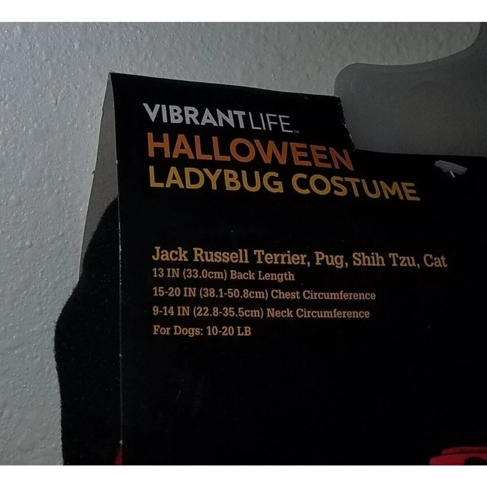 NEW Ladybug Costume 1pc Pet Size Small Dog Cat (10-20 lb) Halloween Vibrant Life